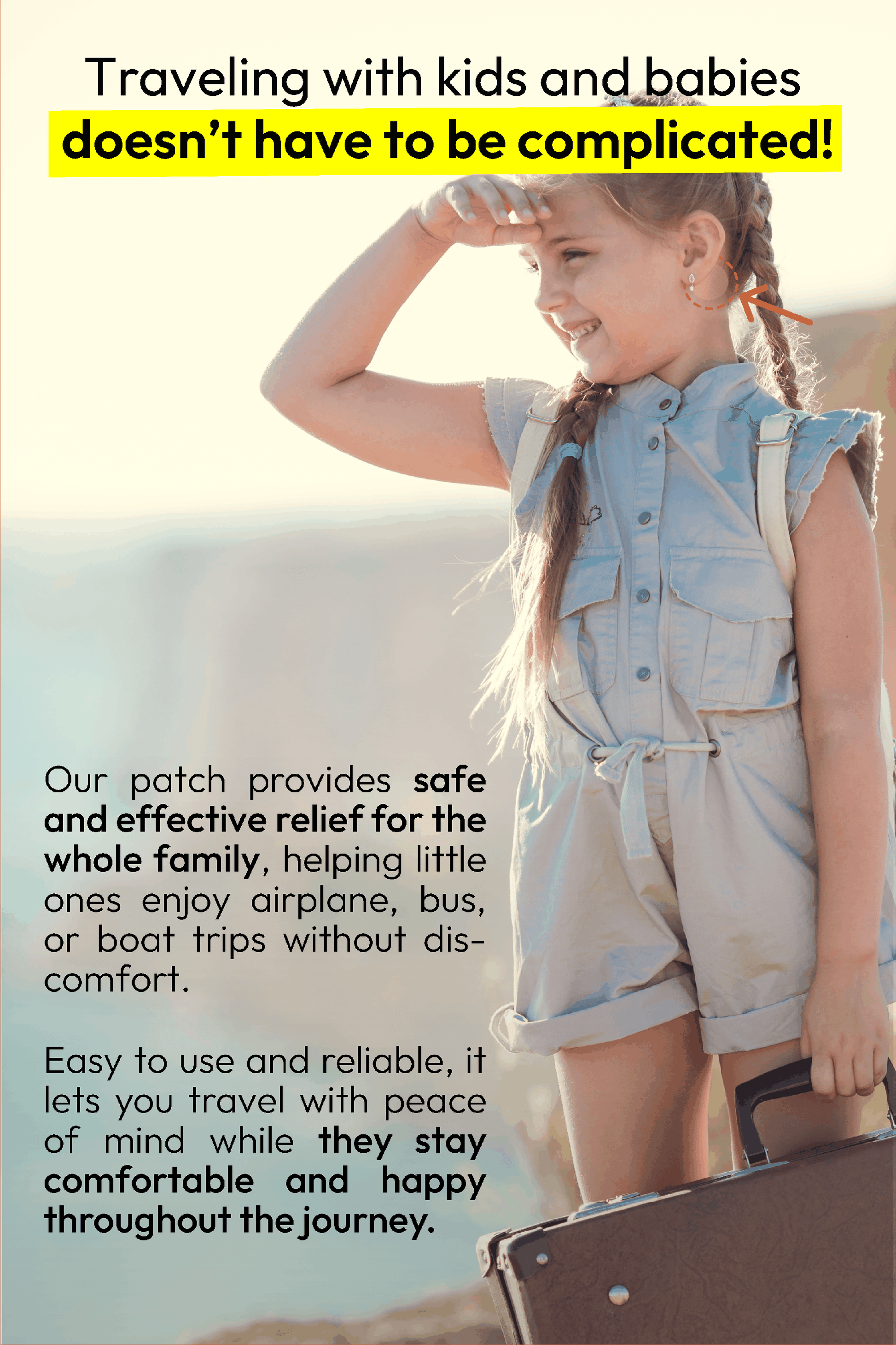 Bye Bye Queasy Patch for Kids worn behind the ear