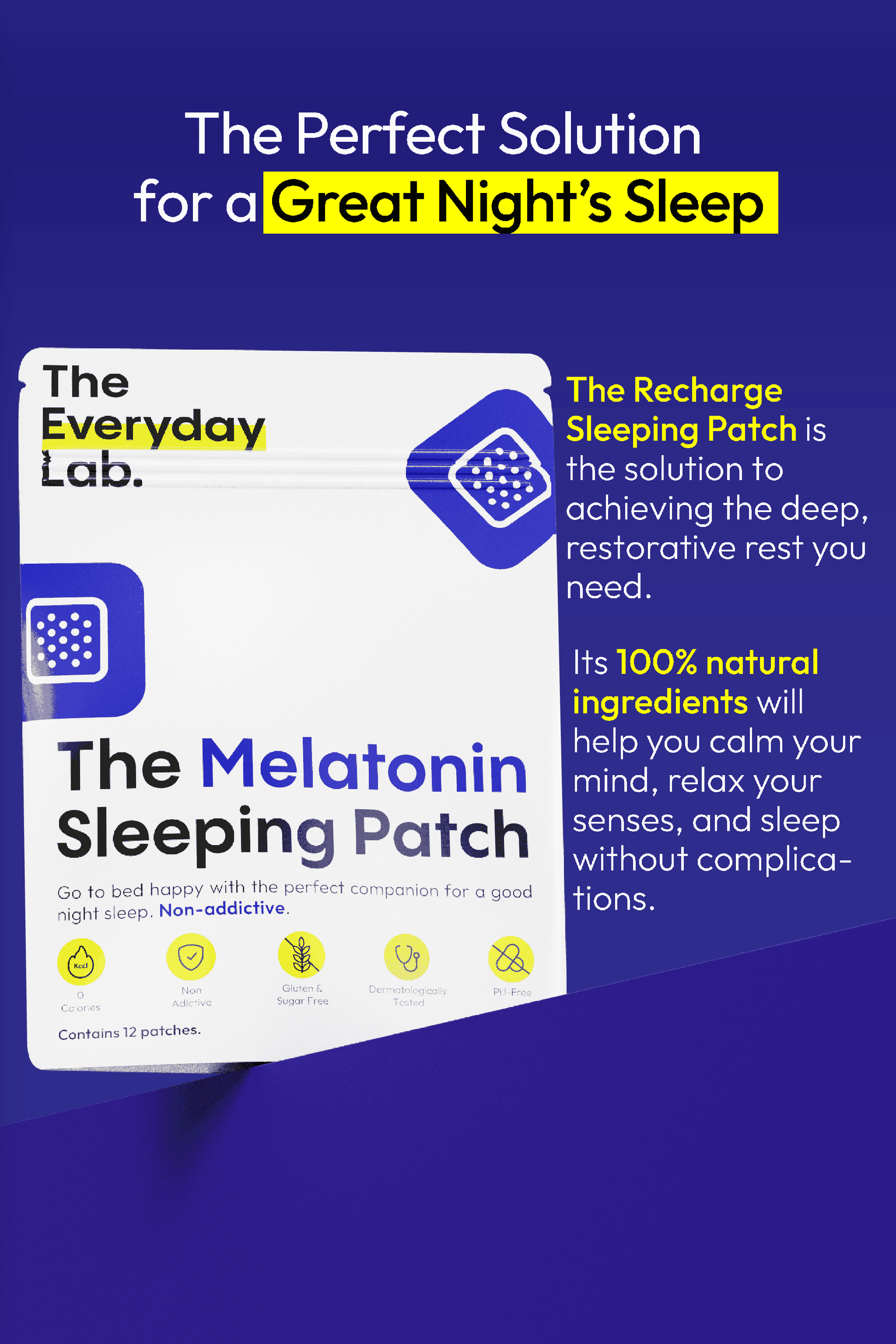 Recharge Sleeping Patch with melatonin, magnesium and valerian