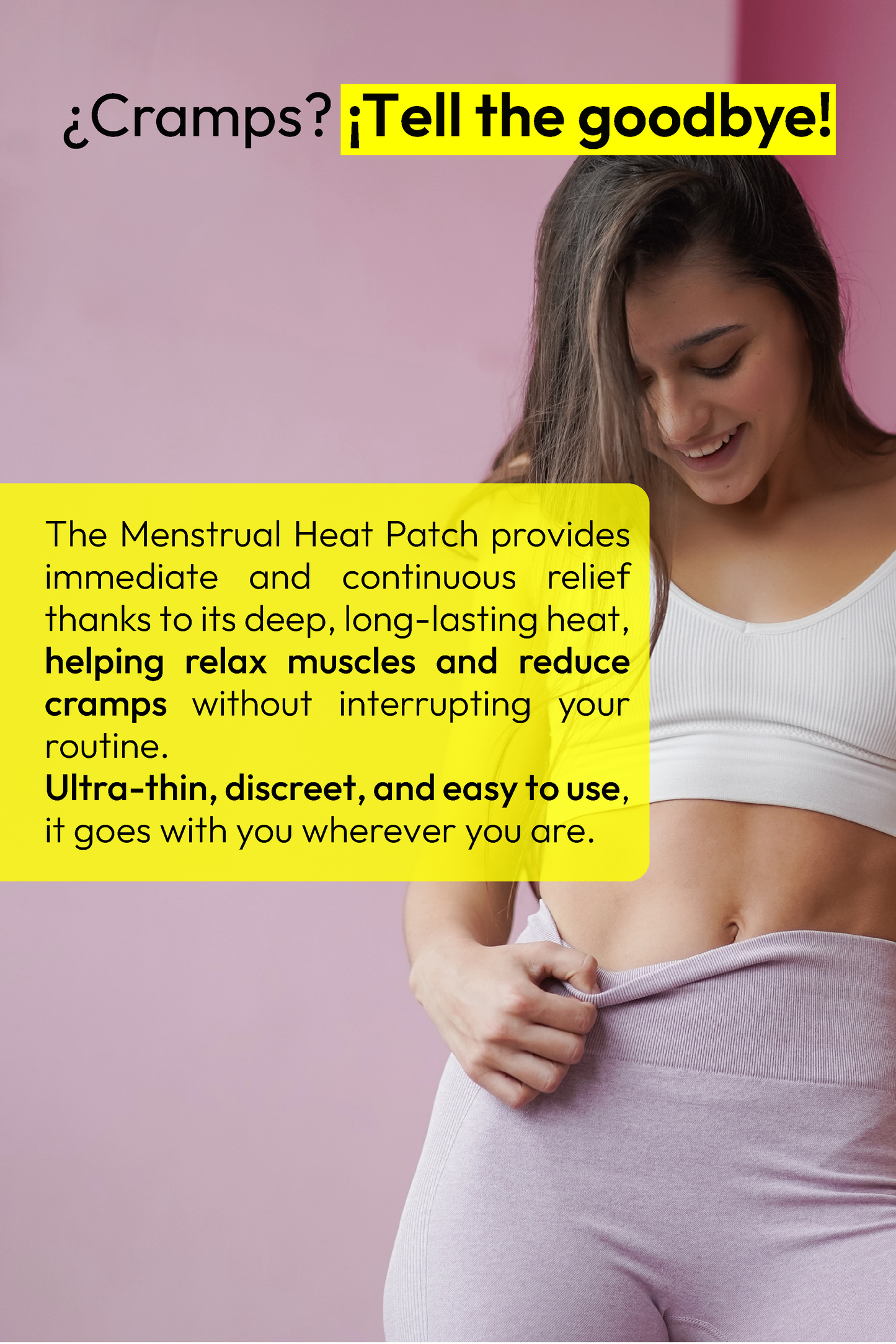 Menstrual heat patch worn discreetly under clothing