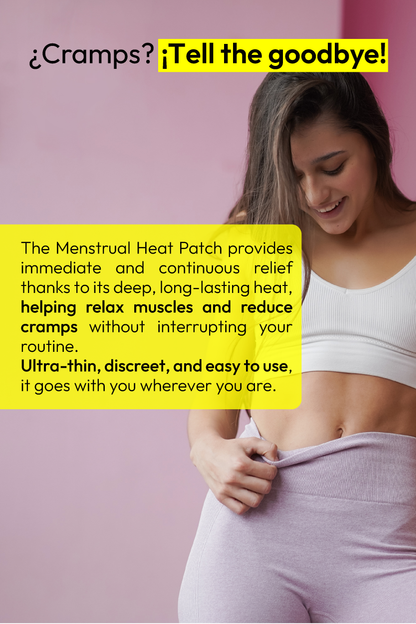 Menstrual heat patch worn discreetly under clothing