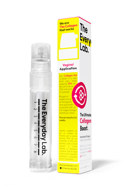 The Everyday Lab Ultimate Collagen Boost vaginal collagen gel with hydrolyzed collagen, hyaluronic acid, and biotin in a pump bottle for mucosal absorption