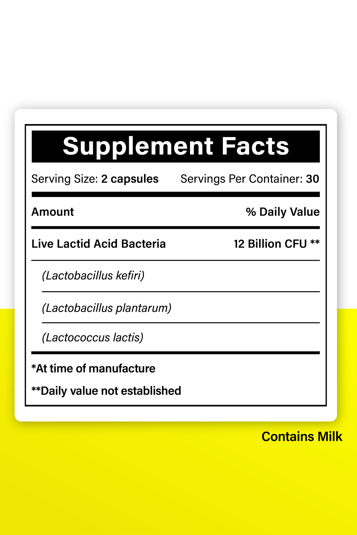Bottle of The Everyday Lab delayed-release probiotic kefir capsules for gut health and immunity support