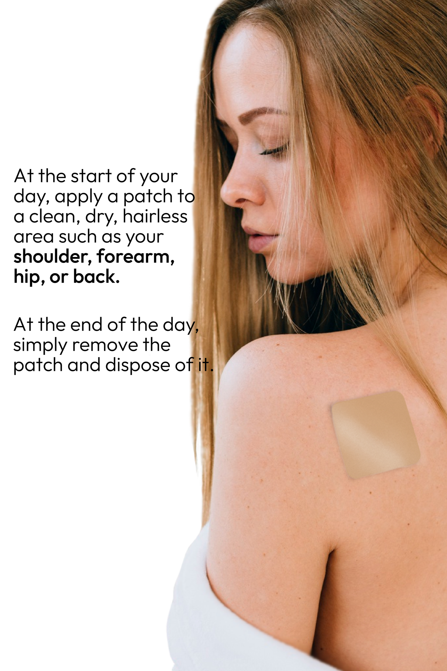 The Multi-Vitamin Patch applied to the arm for 8 to 12 hours