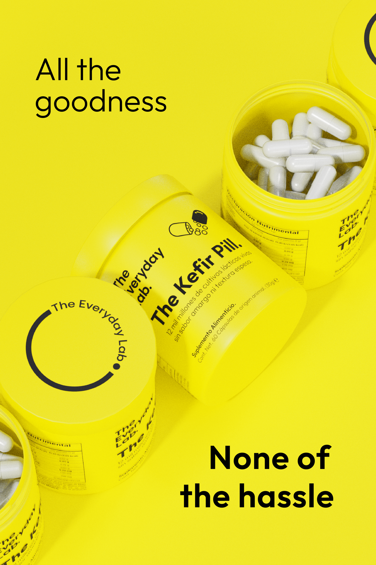 Bottle of The Everyday Lab Probiotic Kefir Capsules with 60 delayed-release capsules for gut health and immunity support