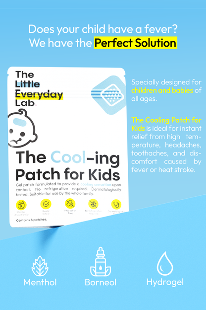 Child using a Cool-ing Patch for Kids on the forehead for instant cooling