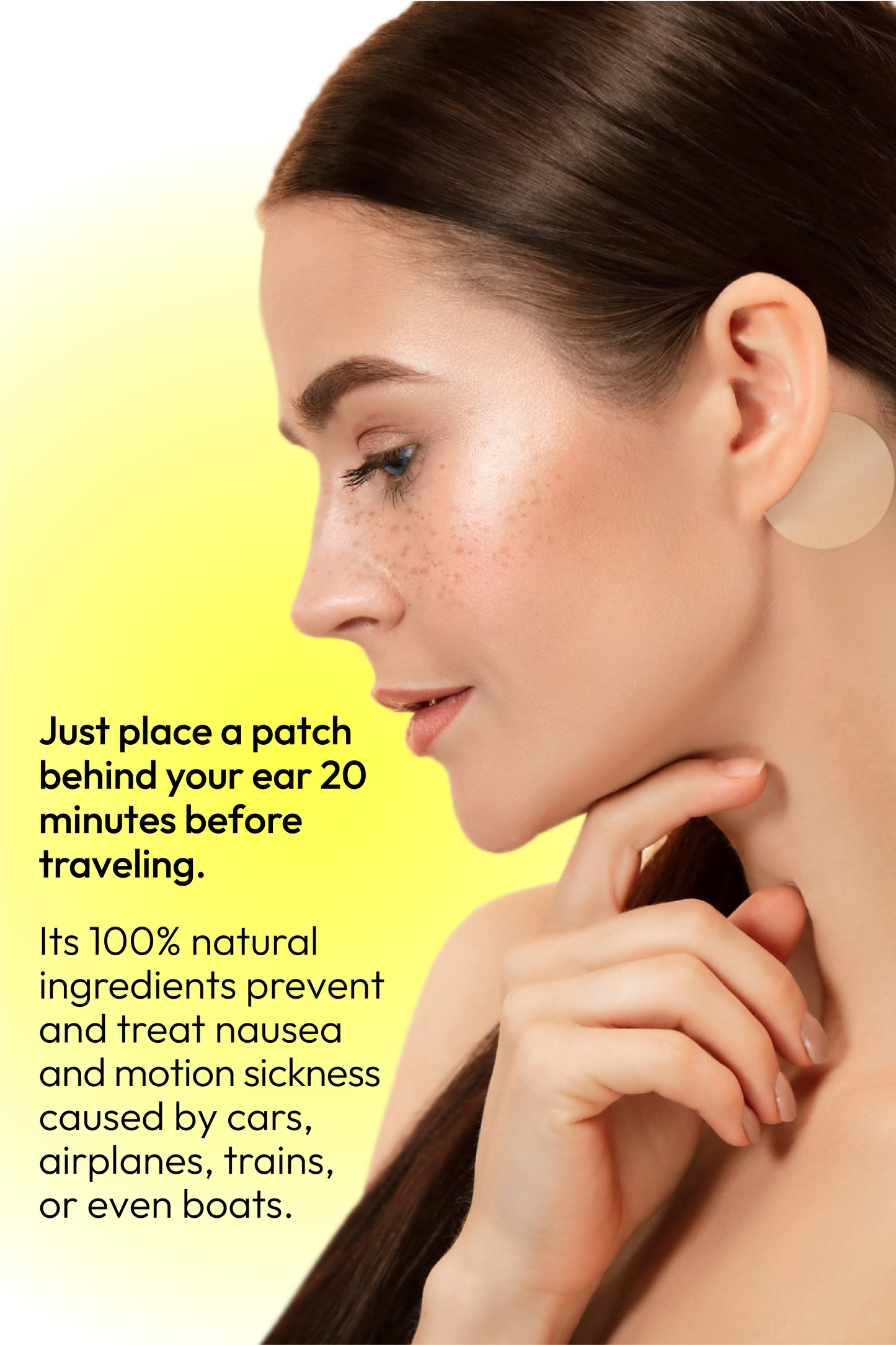 Bye Bye Queasy motion sickness patch with ginger, vitamin B6 and peppermint