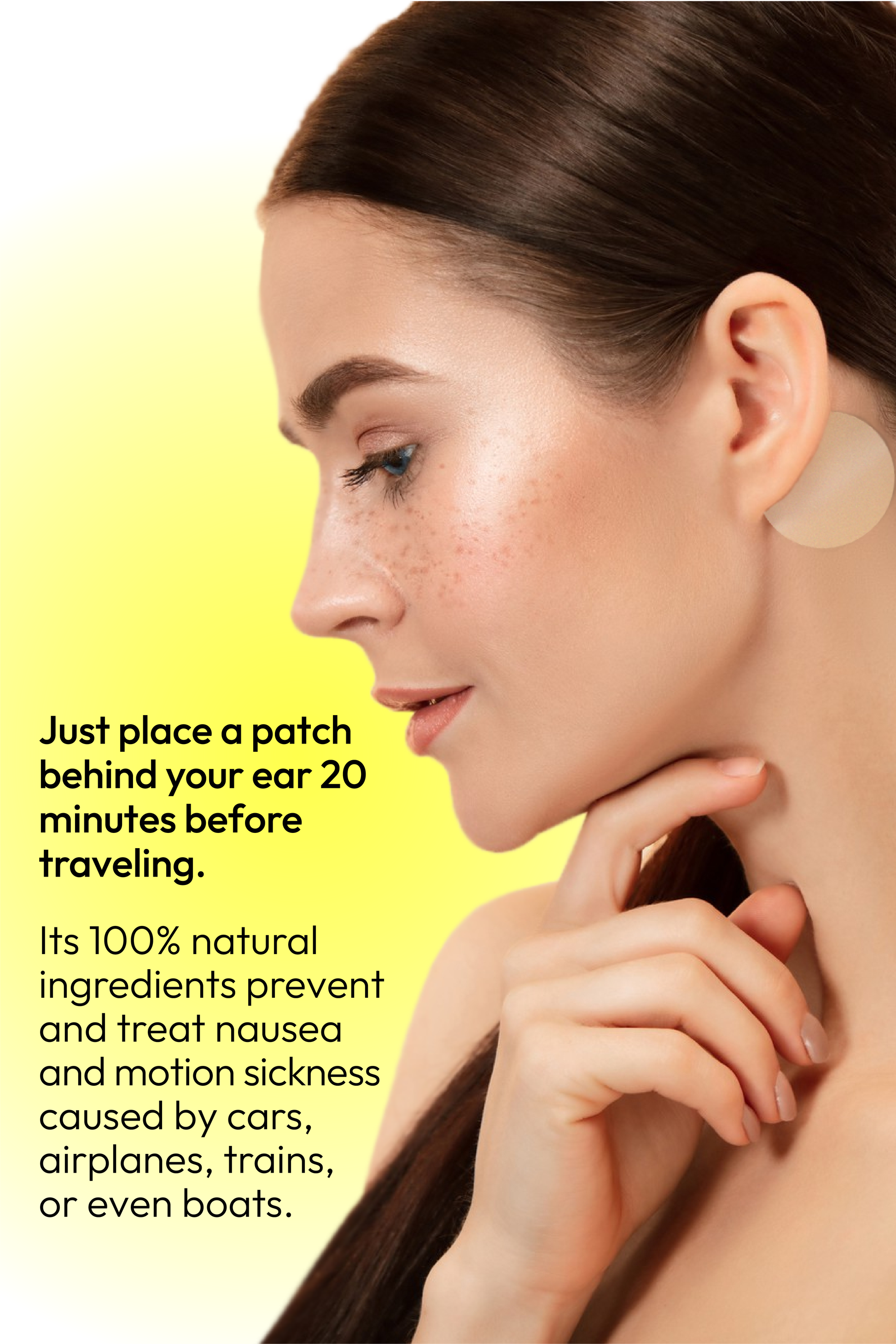 Bye Bye Queasy motion sickness patch with ginger, vitamin B6 and peppermint